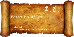 Petes Balázs névjegykártya