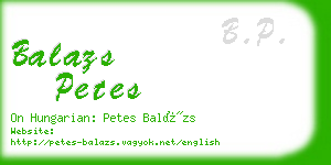 balazs petes business card